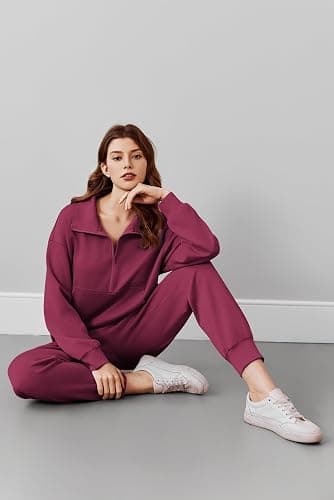 PINSPARK 2 Piece Sets for Women 2024 Fall Travel Outfits Long Sleeve Tracksuit Joggers Sets Half Zip Sweatsuit Matching Set thumbnail 5