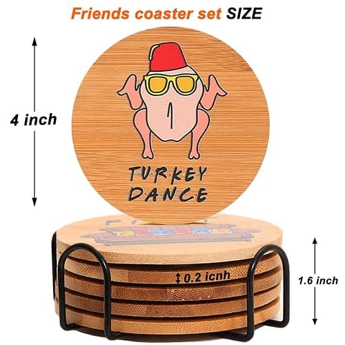 Friends TV Show Merchandise,Friends Drinks Coasters Set of 6,Bamboo Coasters with Holder,Friendsgiving Gift Ideas, for Friend thumbnail 3