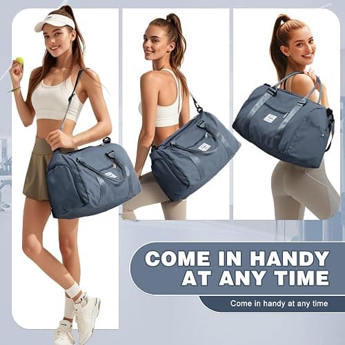 Weekender Duffel Bags for Women, Travel Totes Bag for Airplane, Cute Sports Gym Dance Overnight Luggage Bag with Wet Pocket Shoe Compartment, Carry On Hospital Bag for Labor and Delivery Haze blue thumbnail 3
