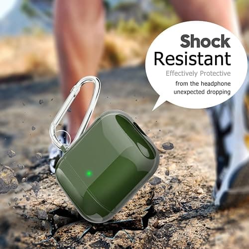 Svanove for Airpods Case Clear Hard Shell Plastic, Transparent TPU Girly Airpods 1st 2nd Generation Case with Keychain, Y2k Aesthetic Trendy Airpods Cover Accessories for Women, Green thumbnail 7