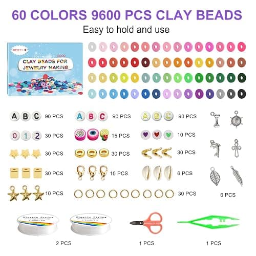 Redtwo 10000 Pcs Clay Beads Bracelet Making Kit | 3 Boxes 60 Colors Beads Set for Friendship Jewelry Making Kit with Charms, Crafts Gifts for Girls Ages 6-12 Kids thumbnail 5
