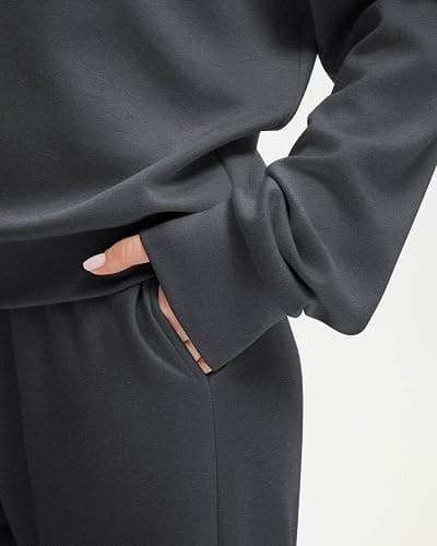 SUUKSESS Women 2 Piece Lounge Matching Set Off Shoulder Sweatshirt Wide Leg Sweatpant thumbnail 5