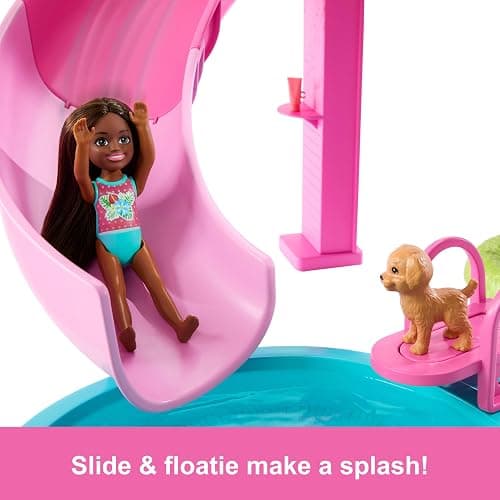 Barbie Dream Pool Playset with 6 Play Areas, Including Slide & Bubbling Hot Tub, Plus 20+ Accessories Like Pet, Floaties & More thumbnail 4