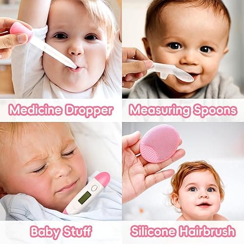 Baby Grooming Kit, Infant Safety Care Set with Hair Brush Comb Nail Clipper Nasal Aspirator,Baby Essentials Kit for Newborn Girls Boys (Pink Baby Grooming kit) - Pink Baby Grooming Kit thumbnail 5
