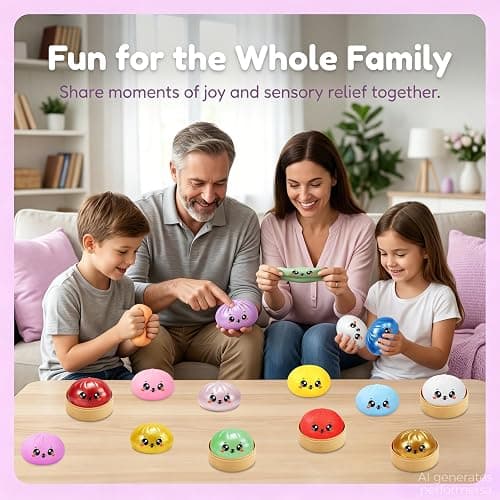 Dumpling Squishy Mystery Box,Dumplings Style Stress Balls for Adults and Kids, Cute Steamer Basket Design with Squeezable Ball Stress Relief Fidget Toys (4 PCS) thumbnail 5