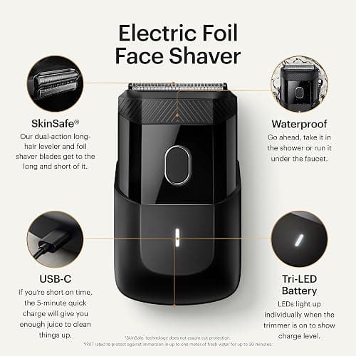 MANSCAPED® The Handyman™ Compact Face Shaver – Portable Men’s Travel Facial Hair Groomer, USB-C Rechargeable Razor, Electric Foil Face Shaver, Waterproof, Cordless, Dual-Action SkinSafe® Foil Blades thumbnail 2