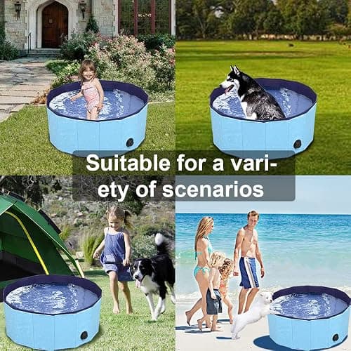 Dog Pool Foldable pet Pool Dog Swimming Pool pet Swimming Pool PVC Non-Slip for All Kinds of Pets (32x8in) thumbnail 2