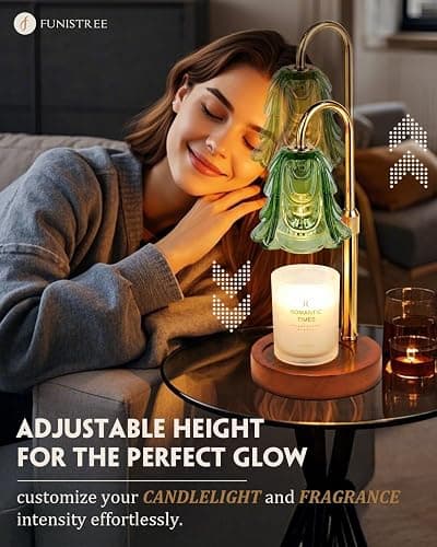Funistree Small Candle Warmer Lamp with Timer, Adjustable Green Lamp Warmer for Jar Candles, Christmas Birthday Gifts for Women Mom Her, Dimmable Candle Heater, Cute Wax Warming Light with Wood Base thumbnail 7