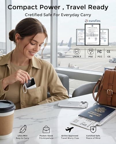 15000mAh Portable Charger Power Bank, Smaller Built-in 4 Cables White | 22.5W 50% More Capacity, 45% Smaller, Slim Travel Essential Battery Pack, 30-Min Fast Charge to 50% for iPhone/Samsung thumbnail 6