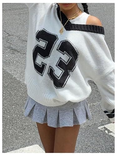 BEAUDRM Women's Y2K Sweater Oversized Sweaters Long Sleeve V Neck Pullover Jumper Knit Top thumbnail 6