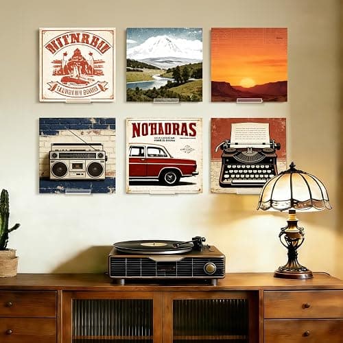 Kalami 6 Pack Vinyl Record Holder Wall Mount Self Adhesive | Acrylic Record Shelf Display Racks for LP Album Covers CD Book Pictures Frame thumbnail 2