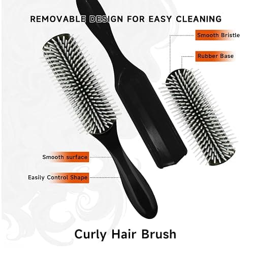 11 Pcs Hair Brush Set, Detangle Hair Brush And Spray Bottle, 3 Pieces Smooth Hairbrush For Toddlers, Suitable For Wet and Dry Hairstyles, Suitable For Adults And Children(Black) thumbnail 3