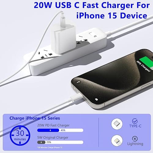 JSXKYNVTE iPhone 16 15 Charger Fast Charging,20W 2Pack USB-C Wall Charger Block with 10ft&6ft Type C to USB C Cable Compatible for iPhone 16/16 Pro/16 Pro Max/16 Plus/15/15 Plus/15 Pro/15 Pro Max thumbnail 2