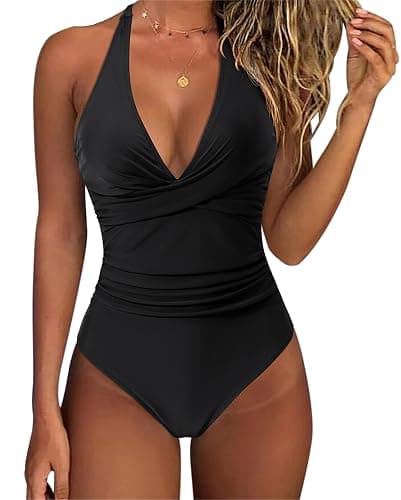 SUUKSESS Women Sexy Tummy Control One Piece Swimsuits Halter Push Up Bathing Suits - Image 1