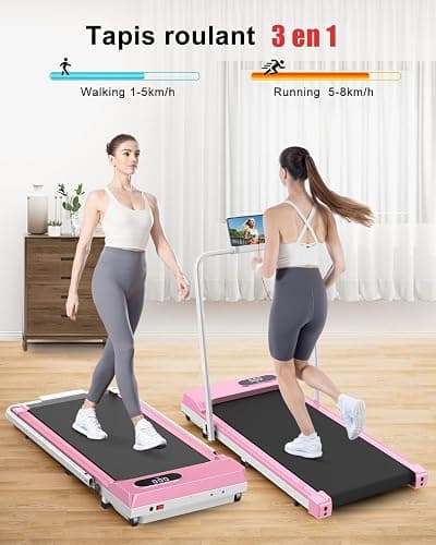 Tapis de Course 4 en 1 Pliable avec Pente 7% – Tapis de Marche Électrique 8 km/h, Moteur 2,5 CV, Système d’Amorti Avancé, Écran LCD, Cadre Renforcé, 130 kg Max – pour Maison & Bureau thumbnail 4