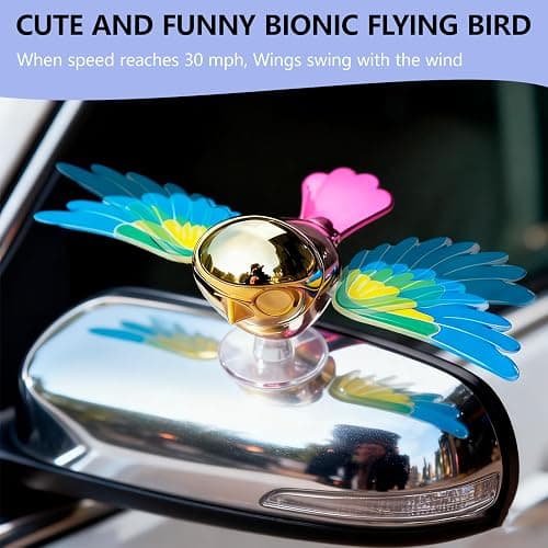 Bionic Flying Bird, Funny and Cute Car Decoration, Wings Swing with Wind, Suitable for Car, Motorcycle Mirrors and Helmets (Blue) thumbnail 2