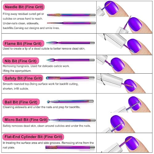 Cellentool 25Pcs Nail Drill Bits Set with Storage Box, 3/32 Inch Tungsten Ceramic Diamond Carbide Nail Drill Bits for Acrylic Gel Polish, Cuticle Efile Remover for Manicure Pedicure thumbnail 2