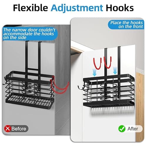 Sevenblue Hair Tool Organizer, 3-in-1 Universal Hair Dryer Holder, Adjustable Height Metal Blow Dryer Holder Wall Mounted/Over Cabinet Door/Free-Standing (Black) thumbnail 5