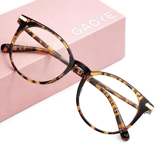 Gaoye Blue Light Blocking Glasses, Retro Round Eyewear Frame Anti Eyestrain Computer Glasses for Women Men (Tea Leopard/Transparent Lens) - Image 1