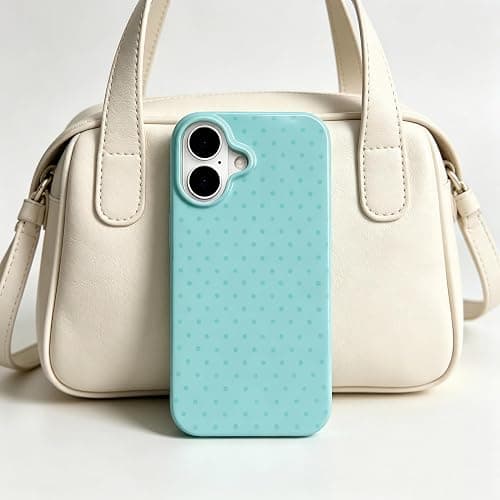 Luukalubo Teal Cute Polka Dot Glossy Slim Phone Case for iPhone 17 | Aesthetic Trendy Vintage Preppy Small Light Teal Green Dotted Shockproof Protective Cover for Women Girls thumbnail 6