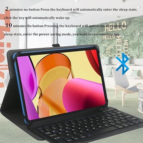 KuRoKo 9",9.7",10.1",10.5",10.9",11" Tablet Universal Case with Keyboard, Case with Removable Wireless Bluetooth Keyboard & Pen Holder for iPad, Galaxy and Other 9-11 inch Tablet thumbnail 6