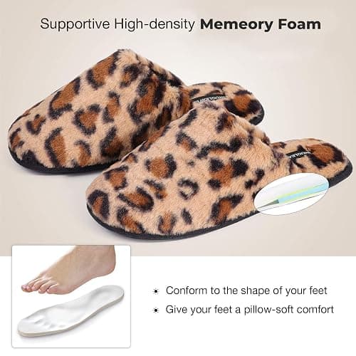 Snug Leaves Women's Fuzzy Scuff Slippers Soft Comfy Memory Foam Non-slip Indoor House Shoes thumbnail 6