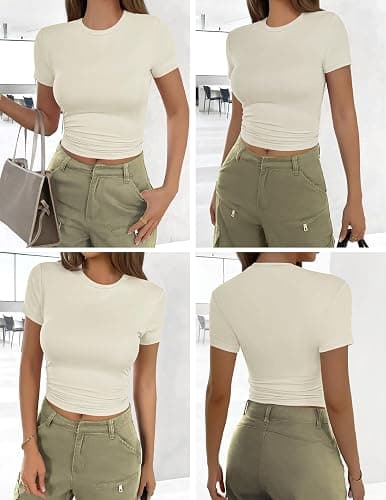 Ekouaer Womens Basic Tee Shirts 3 Pack Short Sleeve Crew Neck Thermal Underwear Tops Base Layer thumbnail 2