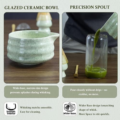 5 PCS Matcha Set Whisk and Bowl Kit, Matcha Tea Set Include Ceramic Bowl, Bamboo Spoon, Sifter, Bamboo Whisk and Holder, Matcha Making Kit for Traditional Japanese Tea Ceremony, Matcha Tea Set Gift thumbnail 5