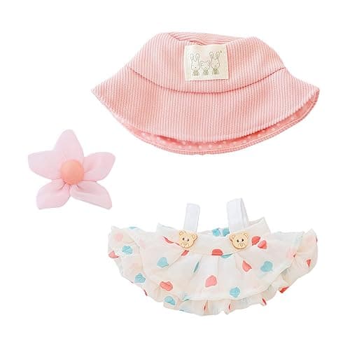 17cm Doll Clothes Set (No Doll), 3 Pieces Dress Outfit Set for 6.7inch Doll Suit, Fashion Chic Hat & Clothes Accessories for 1st/2nd/3rd Gen Doll Play & Display Light Beige - Image 1