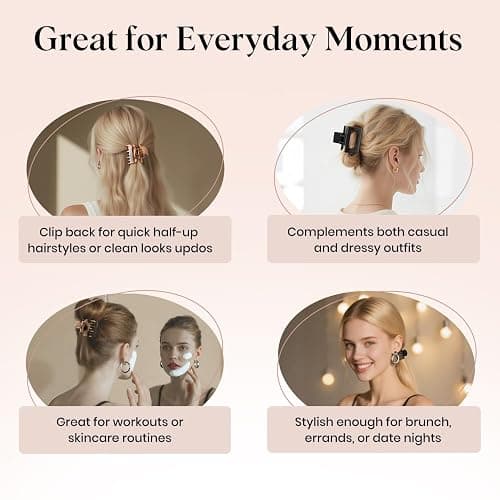 Oeusnael 8 PCS Medium Hair Clips for Women Girls - 2 Styles Rectangle and Double Row Teeth Small Claw Clips for Thin Thick Hair, Strong Hold Jaw Clips Stylish Leopard Print Hair Accessories, Tortoise thumbnail 7