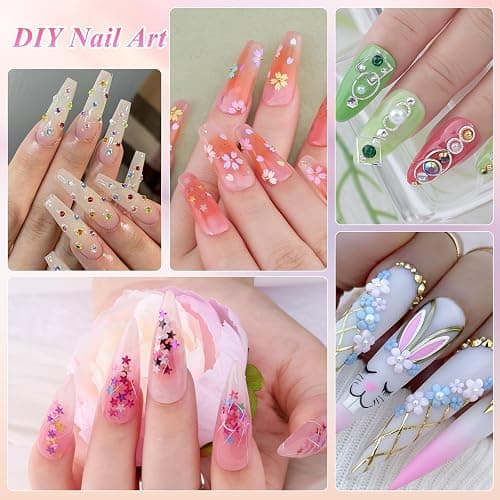 12 Boxes Nail Gems and Charms, Gold Charms for Nails Rhinestones Kit with 30 Sheets Nail Art Stickers Crystals Flatback Pearls Nail Decals Fruit Nail Charms Pearls for Nails Design DIY Accessories thumbnail 9