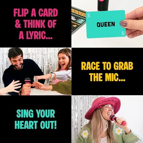 Grab The Mic - Award Winning Karaoke Party Game for Bad Singers w Foam Mic | 120 Word Cards (250 Words), 2-12 Players for ages 8+. Perfect For Family Game Night, Birthdays & Sing-Off Parties. thumbnail 6
