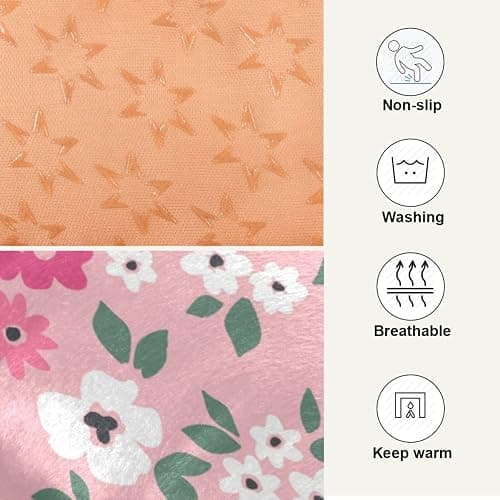 Coikll Pink Floral Pet Bed Pad Soft Dog Bed Mat with Anti-Slip Bottom, Machine Washable Crate Pad Mattress for Dog Sleeping thumbnail 4