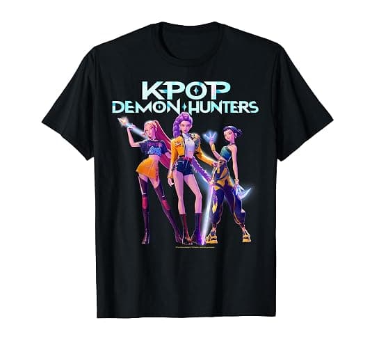 Kpop Demon Hunters Halloween Huntrix Heroic Poses Group Shot T-Shirt - Image 1