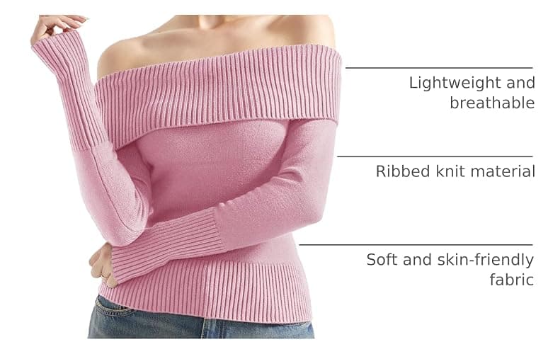 SUUKSESS Women Off Shoulder Sweaters Long Sleeve Ribbed Knit Going Out Fall Tops Blouse thumbnail 3