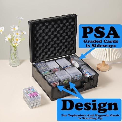 Azamou Toploaders Storage Box for 3" x 4" 35pt Rigid Cards, Trading & Sports Cards, Graded & Rating Cards, with 7 DIY Sponge Partitions (Holds 600+ Toploaders, M600-Black) thumbnail 3
