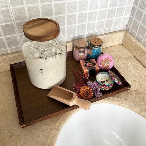 BEECO GIF2U 66 oz Bath Salts Glass Jar with Wooden Lid and Scoop,Bathroom Decor Container,Airtight Storage Bathtub Accessories for Women thumbnail 2