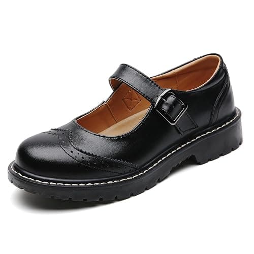 XMM Mary Jane Shoes Women Mary Janes Flats Ladies Oxford Shoes for Women Comfort Leather Round Toe Non-Slip Dressy Casual Cute Girls School Work Shoes - Image 1