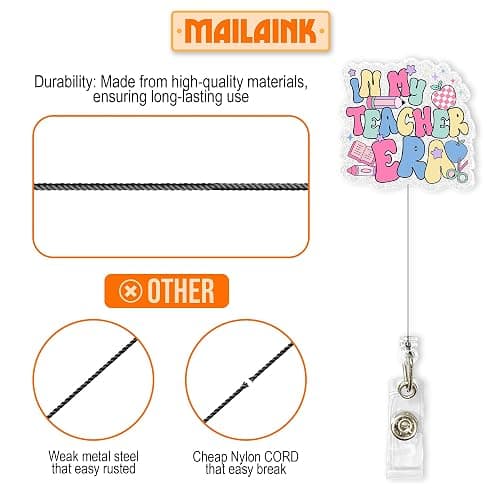 in My Teacher Era Retractable Badge Reel with Alligator Clip 1.8 Inches Teacher Life Teaching Appreciation Back to School Acrylic Material ID Name Badge Holder Reels Accessories for Teachers Educator thumbnail 5