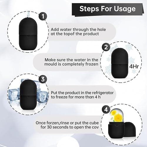 Ice Roller for Face and Eye, Ice Face Roller, Ice Roller Skin Care Tools Gifts for Women , Silicone Ice Mold for Beauty(Black) thumbnail 4