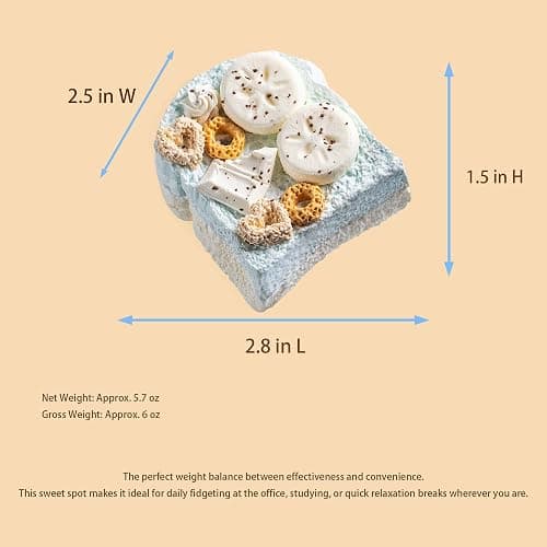 Squishy Cake Taba Squishy Toy, Slow Rising Squeeze Stress Relief Kawaii Blue Fidget Premium Silicone Handmade Realistic Dessert Design with Donuts and Chocolate Toppings Gift for Adults thumbnail 2