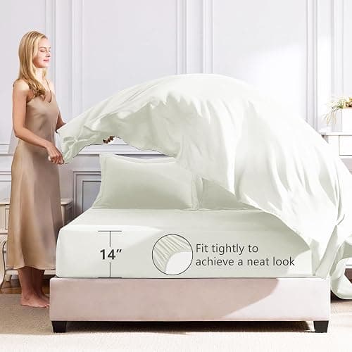 CozyLux Full Size Comforter Sets Ivory - 7 Pieces Bed in a Bag Full, Luxury Soft Bed Set for All Seasons, Bedding Set with Down Alternative Comforter, Sheets, Pillowcases & Shams thumbnail 5