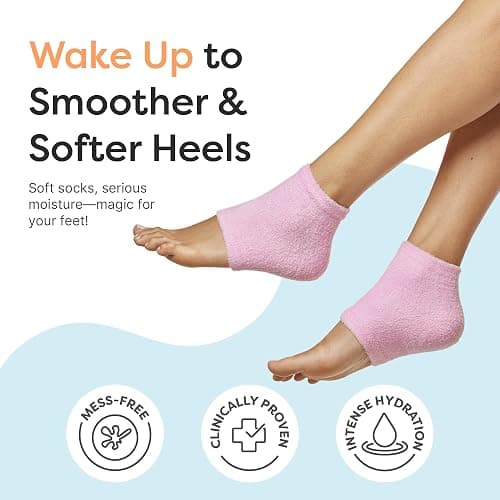 ZenToes Moisturizing Socks for Cracked Heel Treatment, Vitamin E, Olive Oil and Jojoba Oil Infused Heel Socks, Galentines Day Gifts, Self Care Gifts for Women (Fuzzy Pink, Regular) thumbnail 2