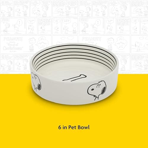 Peanuts Snoopy Dog Bowl with Bone Design – 6.5" Stoneware Water or Food Bowl for Small to Medium Dogs – Cute Cartoon Pet Dish, Durable & Easy to Clean thumbnail 3