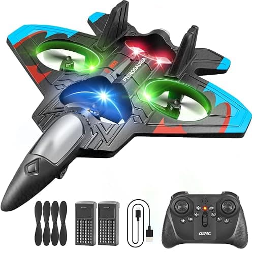 4DRC V32 Foam Remote Control Airplanes RC Planes for Kids Adults 8-16, RC Airplane Fighter Jet with Light, 360° Flip Fighter Jet Toys, Stunt Roll, Airplane Toy Gifts for Kids Boys - Image 1
