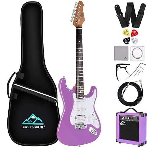 EASTROCK Electric Guitar 39" Full Size Solid Body Electric Guitar Kit for Beginner Girls & Adults with 10w Amp, Bag, Capo, Shoulder Strap, String, Cable, Picks, (Right-Handed, Purple) - Image 1
