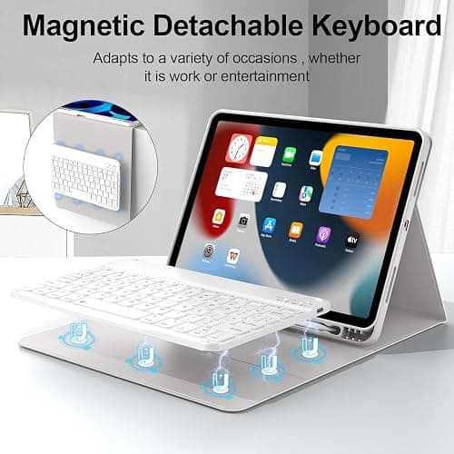 kenke for iPad Air 11 Inch M3/M2 (2025/2024), iPad Air 5/4th Gen (2022/2020) 10.9 Inch Case with Keyboard, Detachable Wireless Bluetooth Keyboard Cover with Left Side Pencil Holder (Gray) thumbnail 4