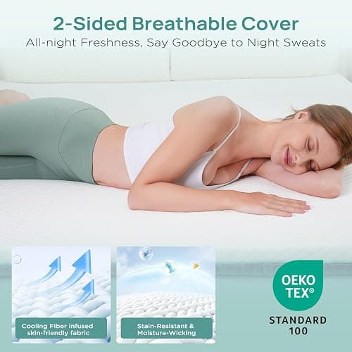 3 Inch Twin Mattress Topper for College Dorm, Memory Foam Bed Topper with Options for Back Pain Relief, Mattress Topper with 2-Sided Cover, CertiPUR Certified Dorm Bed thumbnail 4