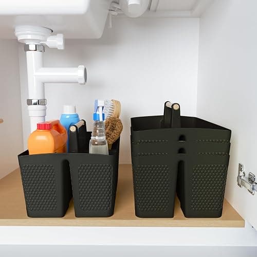 Xuhdukc Shower Caddy Portable and Cleaning Caddy Organizer for Bathroom, Kitchen, Toiletries Storage ，Caddy organizer with handle, Rust-Resistant, Durable Material (Black, 9.36" L×7.73" W×7.24" H) thumbnail 7
