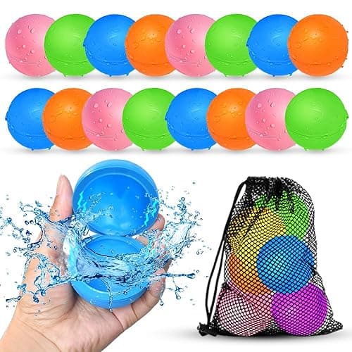 16Pcs Reusable Water Balloons for Kids, Pool Beach Water Toys for Boys and Girls, Summer Toy for Outdoor Games